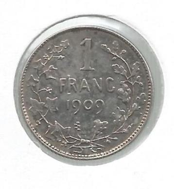12875 * LEOPOLD II * 1 franc 1909 français AVEC POINTE * F D