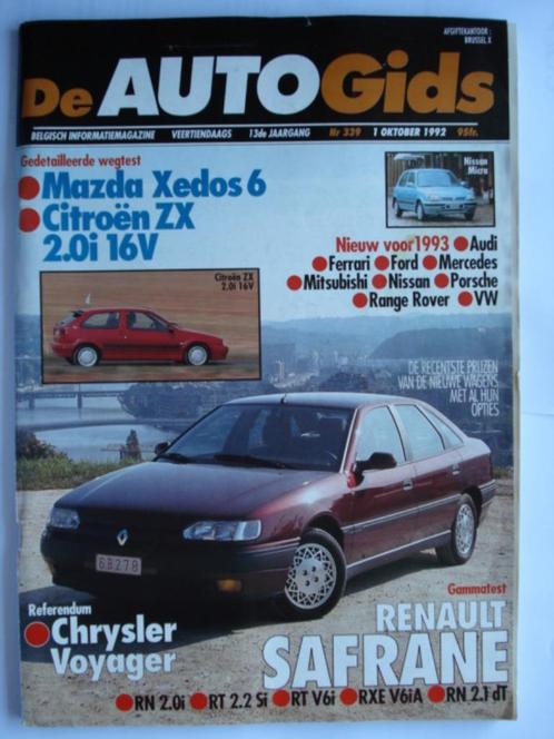 AutoGids 339 Citroën ZX 16v Xedos 6 Renault Safrane Voyager, Boeken, Auto's | Folders en Tijdschriften, Gelezen, Algemeen, Verzenden