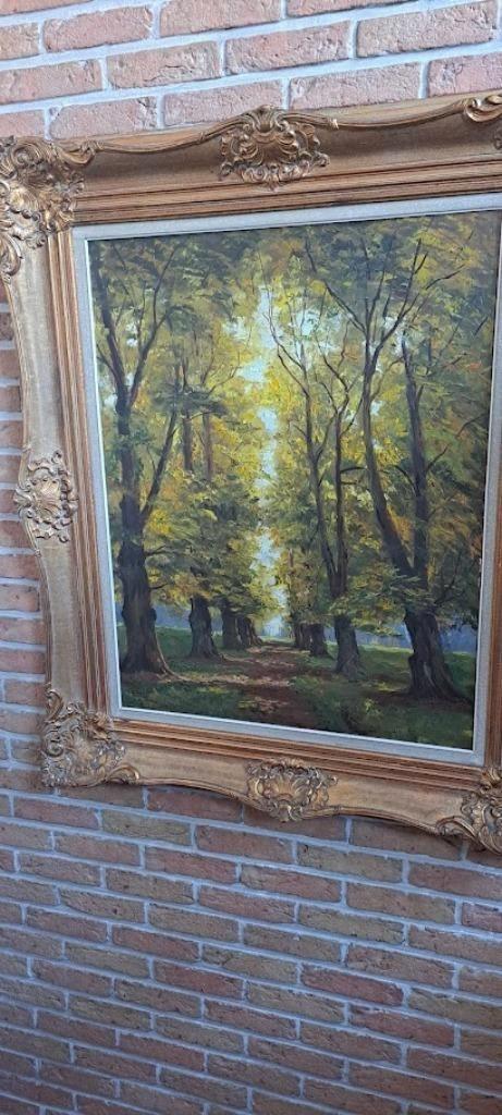 olieverf schilderij DE DREEF, Antiek en Kunst, Kunst | Schilderijen | Klassiek, Ophalen of Verzenden