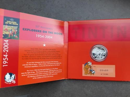 Tintin "moon" pièce  argent massif   : 10.000 /monde !, Postzegels en Munten, Munten | Europa | Euromunten, Setje, Zilver, Ophalen of Verzenden