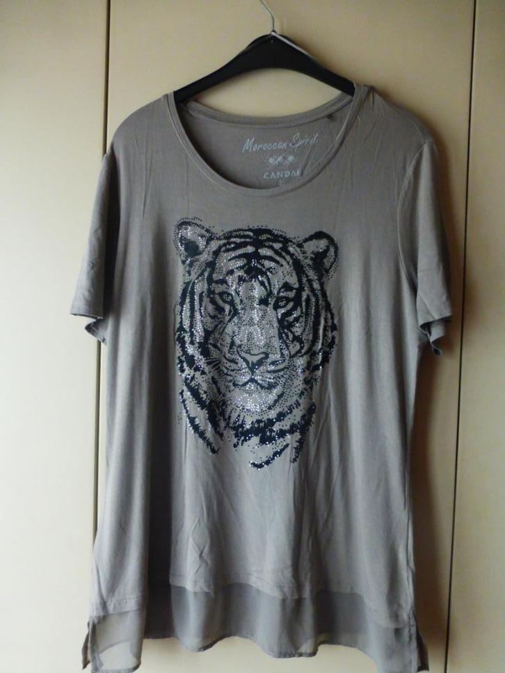 Beige T-shirts met tijgerafbeeldingen T: L, Kleding | Dames, T-shirts, Zo goed als nieuw, Maat 42/44 (L), Beige, Ophalen of Verzenden