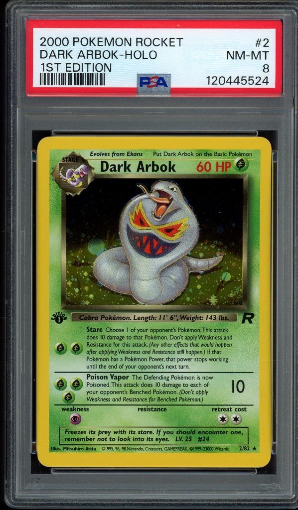 Dark Arbok Holo 1st Edtion PSA 8 - 2/82 - Team Rocket 2000, Hobby en Vrije tijd, Verzamelkaartspellen | Pokémon, Zo goed als nieuw