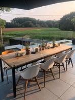Oud eiken wagonplanken tafel, Tuin en Terras, Tuintafels, Ophalen of Verzenden, Zo goed als nieuw
