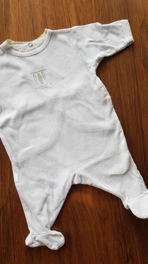 PETIT BATEAU - Pyjama blanc avec petits pois Naissance/50cm, Kinderen en Baby's, Babykleding | Maat 50, Gebruikt, Jongetje of Meisje