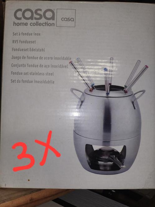 3 x fondue en 3 x steengrill (brandgel, zonder elektriciteit, Elektronische apparatuur, Gourmetstellen, Gebruikt, Ophalen of Verzenden