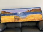Toile représentant  une plage avec une barque, Ophalen of Verzenden