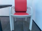 4 Chaises de jardin/terrasse et pots de fleurs pvc, Ophalen, Gebruikt, Textileen, Stapelbaar