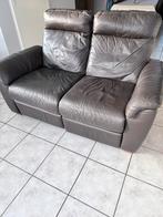 Salon 3+2 leder bruin met relaxen, Ophalen, Gebruikt, 150 tot 200 cm, Rechte bank