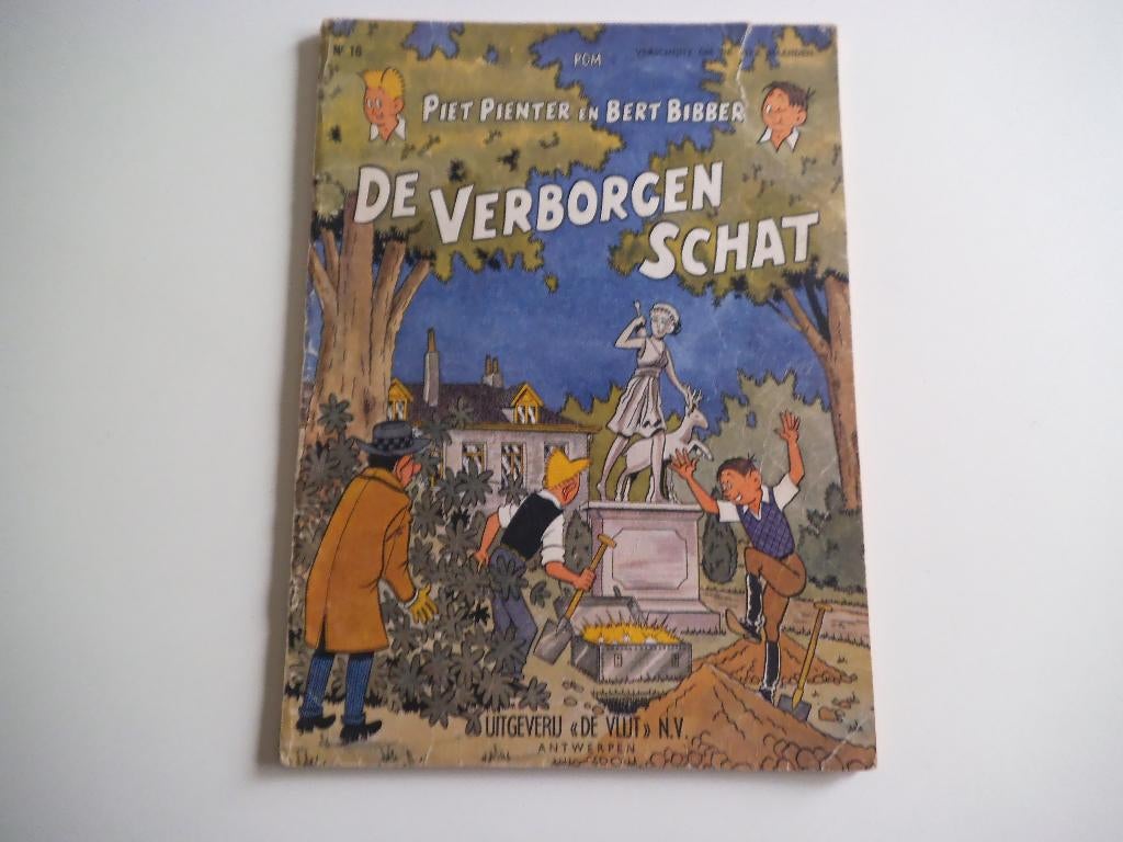Piet Pienter en Bert Bibber 16 De verborgen schat, Gelezen, Eén stripboek, Ophalen of Verzenden, POM