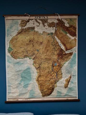 Schoolkaart Afrika Vintage, Antiek en Kunst, Ophalen of Verzenden