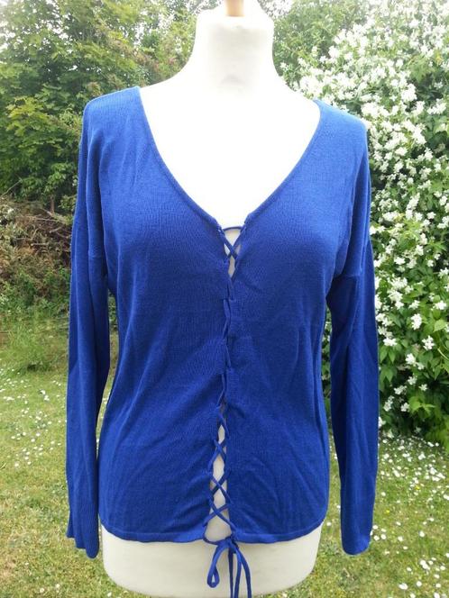 fijne trui OOK gilet  v-hals + veter fel blauw NIEUW, Kleding | Dames, Truien en Vesten, Nieuw, Maat 38/40 (M), Blauw, Ophalen of Verzenden
