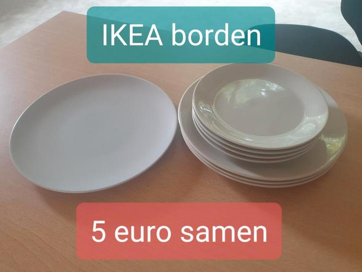 4 dessertborden en 4 grote borden IKEA

(5 euro samen), Huis en Inrichting, Keuken | Servies, Gebruikt, Bord(en), Ophalen of Verzenden