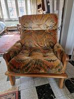 Vintage salon 3-zit zetel en 1p zetel, Rechte bank, Gebruikt, Vintage, Hout