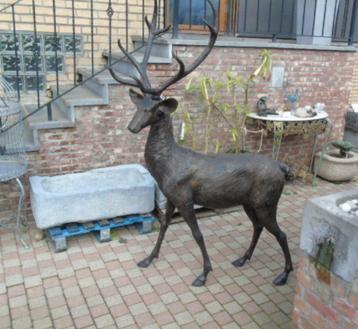 bronzen hert staand, 1 m 88, superprijs verkocht! beschikbaar voor biedingen