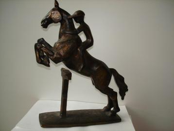 Fernand VANDERPLANCKE  bronze cavalier cheval saut jumping