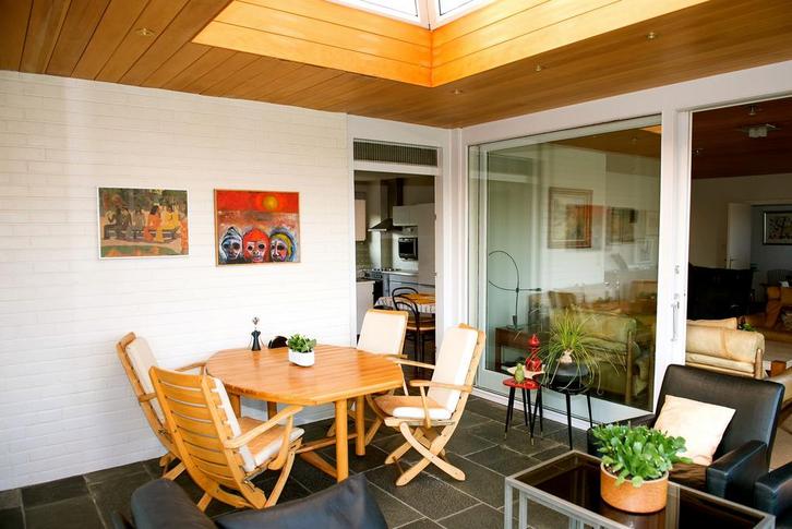 Vintage, set tafel en 6 stoelen, CLAIRITEX, Huis en Inrichting, Tafels | Salontafels, Zo goed als nieuw, Ophalen