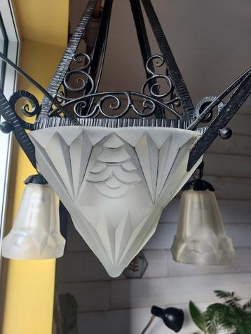 Lustre art déco, Enlèvement ou Envoi, Utilisé, Verre, Art déco
