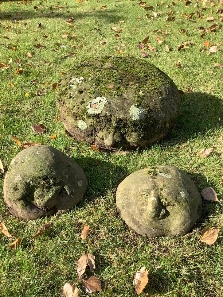 Tuindecoratie - 3 kopjes, Tuin en Terras, Tuinbeelden, Gebruikt, Mensenbeeld, Kunststof, Ophalen