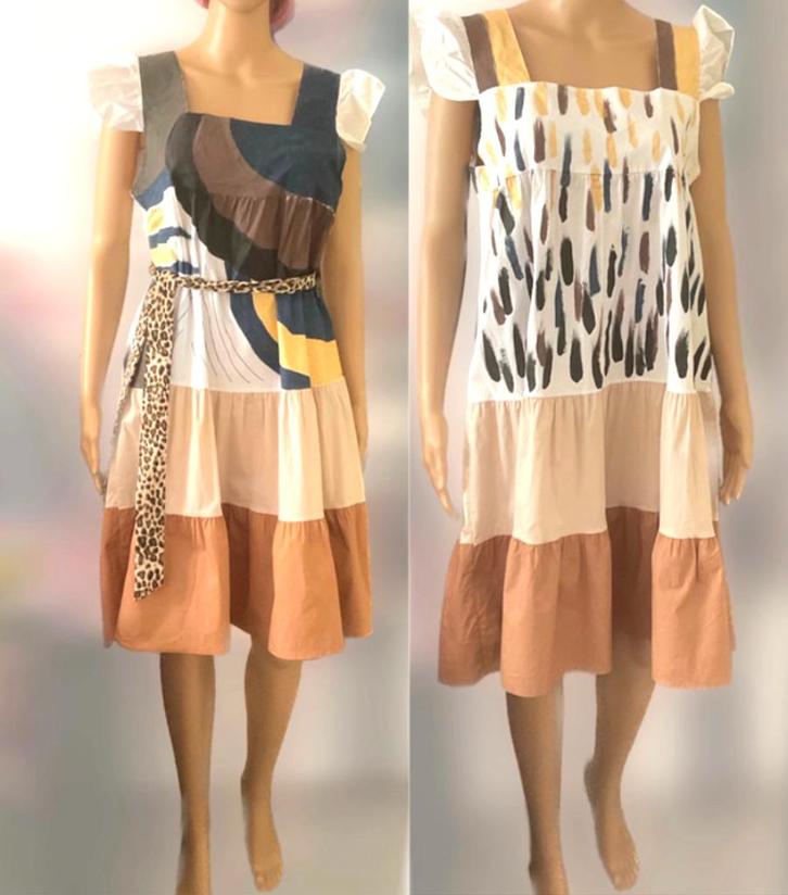 Unique dress (size S/M) - can be worn on 2 sides, Kleding | Dames, Jurken, Gedragen, Maat 38/40 (M), Wit, Knielengte, Ophalen of Verzenden