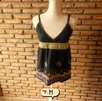 (144) - blouse femme t.38 noire dorée - smile -, Maat 38/40 (M), Zwart, Ophalen of Verzenden, Zo goed als nieuw