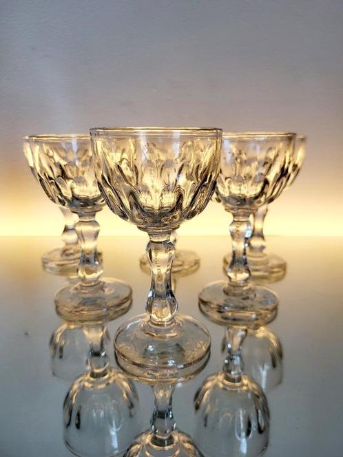 Val Saint Lambert Art deco 6 wijn of portglazen, handgeblaze, Antiek en Kunst, Antiek | Glaswerk en Kristal, Ophalen of Verzenden