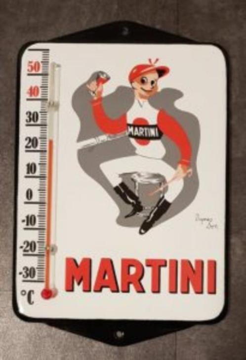 Martini emaillen reclame thermometer retro mancave decoratie, Collections, Marques & Objets publicitaires, Comme neuf, Ustensile