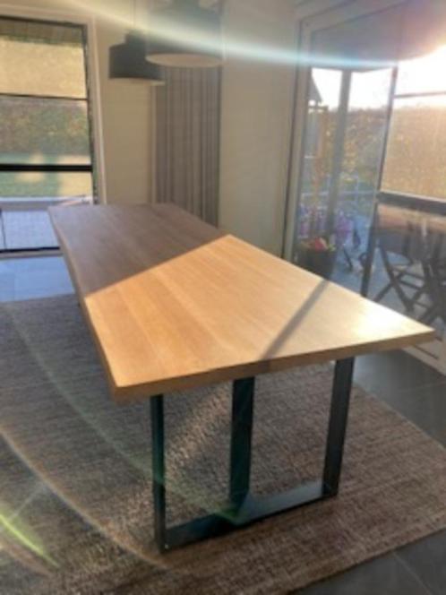 massief eiken eettafel, houten tafel, boomstamtafel, eiken, Huis en Inrichting, Tafels | Eettafels, Nieuw, 50 tot 100 cm, 200 cm of meer