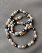 collier en perles naturelles, tricolore, Handtassen en Accessoires, Kettingen, Ophalen of Verzenden, Zo goed als nieuw, Zilver
