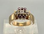 Gouden antieke ring met edelsteen robijn en diamant.2025/630, Verzenden, Goud, Ring, Met edelsteen