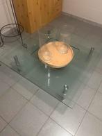 Glazen deco-salon tafeltje, Maison & Meubles, Tables | Tables de salon, 100 à 150 cm, Moins de 50 cm, Carré, Enlèvement