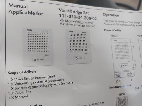 Voice bridge set WHD. Microfoon met speaker voor een loket, Audio, Tv en Foto, Overige Audio, Tv en Foto, Zo goed als nieuw, Ophalen