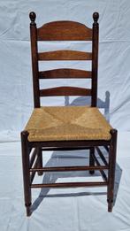 6 massief eiken ladderback stoelen of boerenstoelen, Huis en Inrichting, Stoelen, Ophalen, Riet of Rotan, Bruin, Rustiek