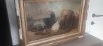 Oud olieverf schilderij op paneel Schapen/geiten, Antiek en Kunst, Kunst | Schilderijen | Klassiek, Ophalen of Verzenden
