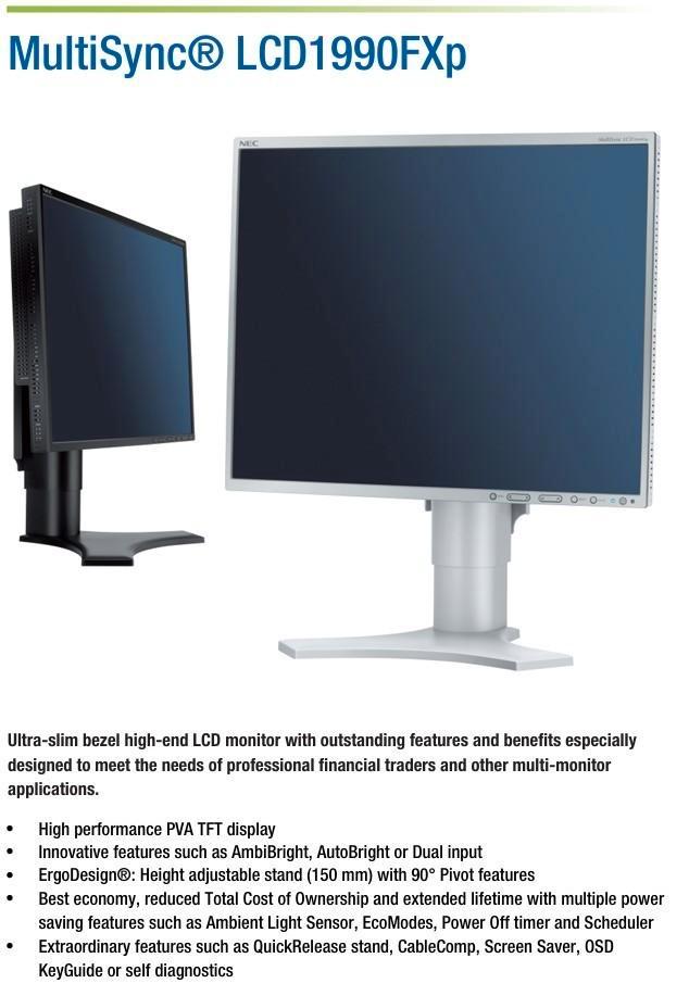 2x NEC MultiSync 19" Professional CAD monitor, Computers en Software, Monitoren, Ophalen