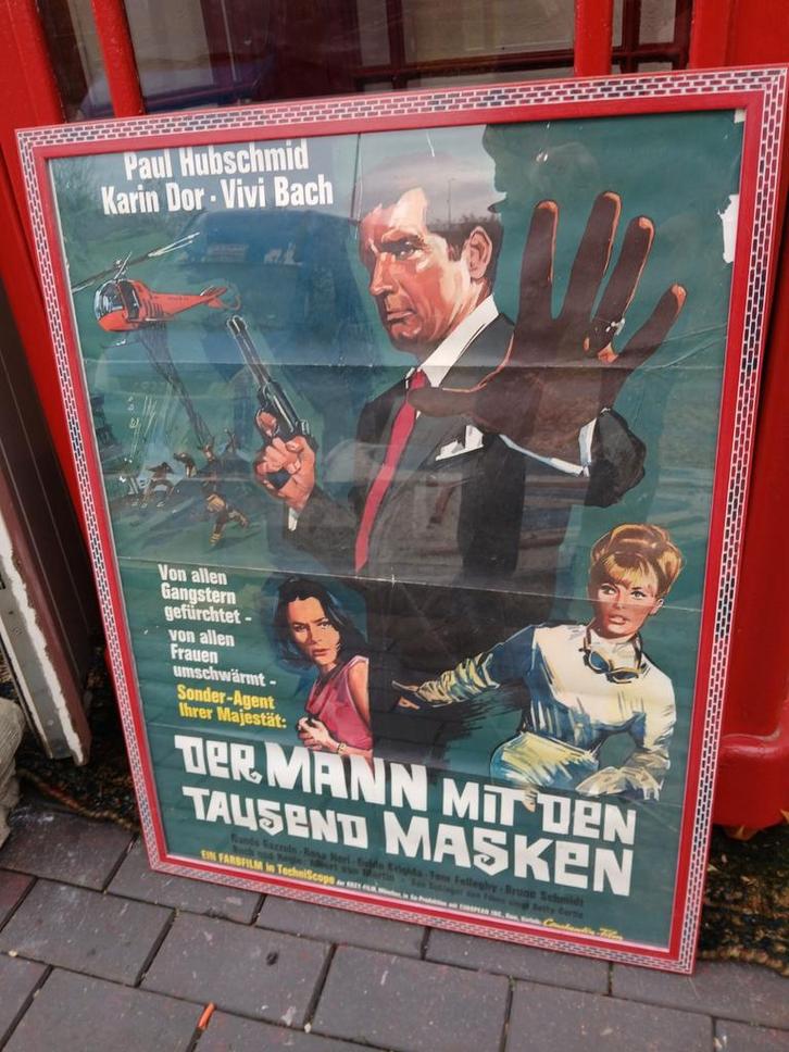 Vintage filmposter ingelijst 60 x 80 cm, Verzamelen, Posters, Gebruikt, Ophalen