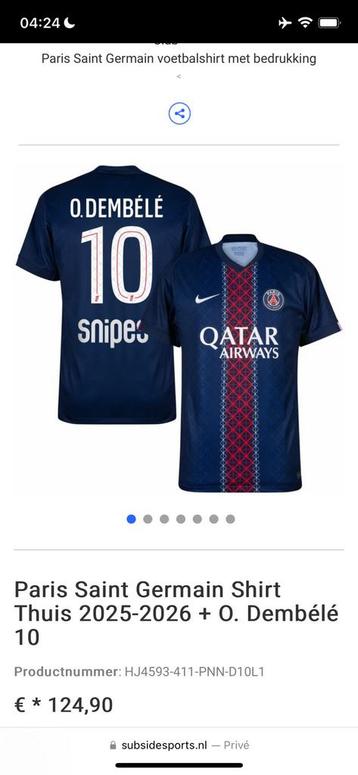 Paris-Saint Germain 2025/2026 Ousmane Dembele Ballon D’or beschikbaar voor biedingen