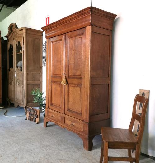 Mooie antieke Louis Philippe kleerkast in eik H 2m B 148, Antiek en Kunst, Curiosa en Brocante, Ophalen