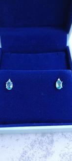 Diamantjes oorbellen met blauwe Topaz, Bijoux, Sacs & Beauté, Boucles d'oreilles, Or, Enlèvement, Blanc, Neuf