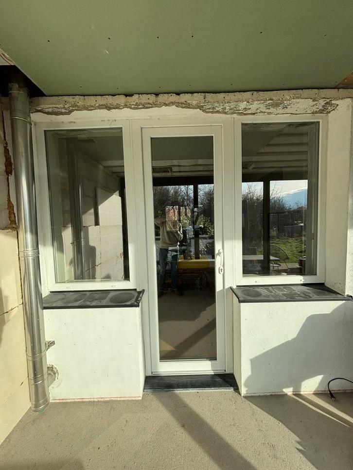 Dubbel raam met kiep + deur met dubbele ramen, Doe-het-zelf en Bouw, Glas en Ramen, Nieuw, Gevelraam of Ruit, Dubbelglas, Ophalen