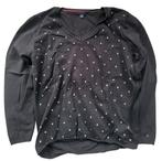 Tommy Hilfiger damestrui — zwarte V-hals met witte stippe, Kleding | Dames, Truien en Vesten, Zwart, Maat 46/48 (XL) of groter