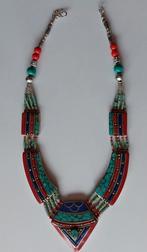 Zeldzame Tibetaanse halsketting met Turquoisen, Ophalen of Verzenden, Zo goed als nieuw, Zilver, Zilver