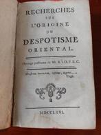 RECHERCHE SUR L'ORIGINE DU DESPOTISME ORIENTAL, 17e et 18e siècles, Utilisé, Enlèvement ou Envoi