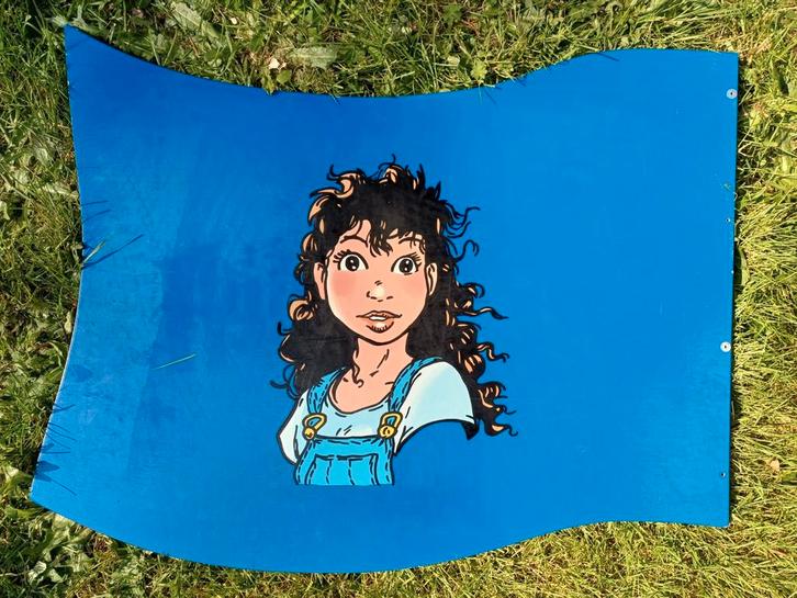 Grote houten vlaggen van diverse striphelden - 40€, Verzamelen, Stripfiguren, Gebruikt, Gebruiksvoorwerp, Overige figuren, Ophalen of Verzenden