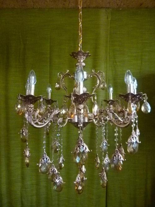 vintage  kroonluchter blechmetall xl, Huis en Inrichting, Lampen | Kroonluchters, Zo goed als nieuw, Glas, Metaal, Ophalen