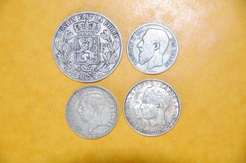 4 anciennes pièces belges en argent, Timbres & Monnaies, Monnaies | Belgique, Série, Argent, Argent, Envoi