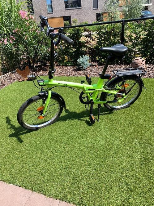 Vouwfiets B'TWIN TILT 500 Fluogeel, Fietsen en Brommers, Fietsen | Vouwfietsen, Totaal opvouwbaar, Versnellingen, Ophalen