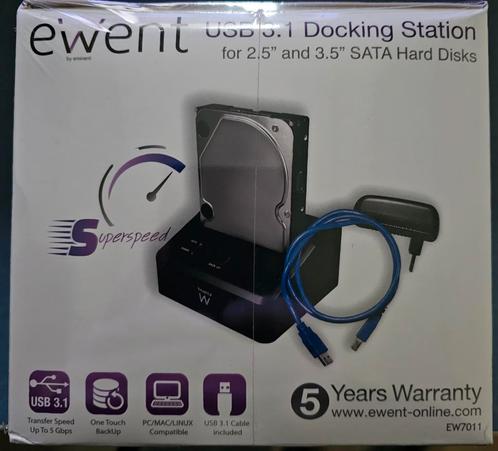 Docking Station for 2.5" and 3.5" SATA Hard Disks USB 3.1, TV, Hi-fi & Vidéo, Support de télévision, Neuf, Enlèvement ou Envoi