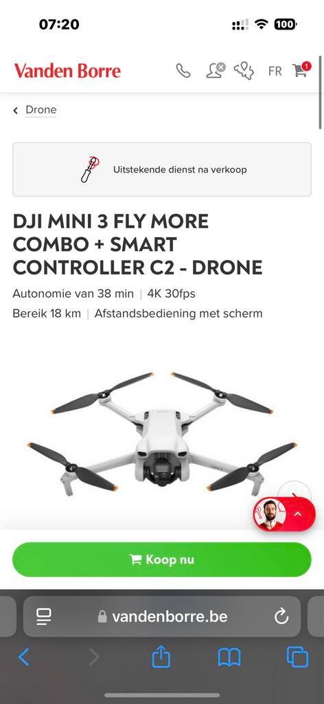 Dji mini 3 met smart controller, TV, Hi-fi & Vidéo, Drones, Comme neuf, Enlèvement