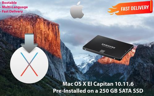 Mac OS X El Capitan 10.11.6 VoorGeïnstalleerde SSD van 250GB, Computers en Software, Besturingssoftware, Nieuw, MacOS, Verzenden