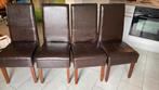 4 eetstoelen, Huis en Inrichting, Ophalen, Gebruikt, Bruin, Leer